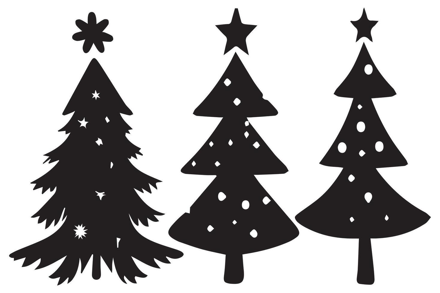 black silhouette set Christmas tree vector