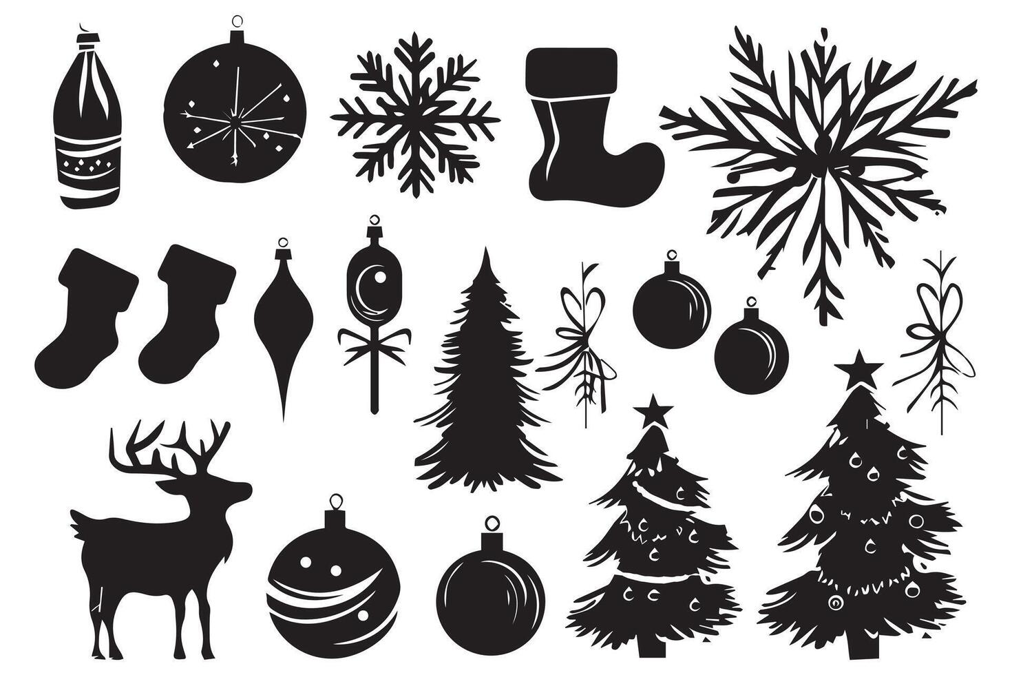 Christmas set of silhouettes for design vector