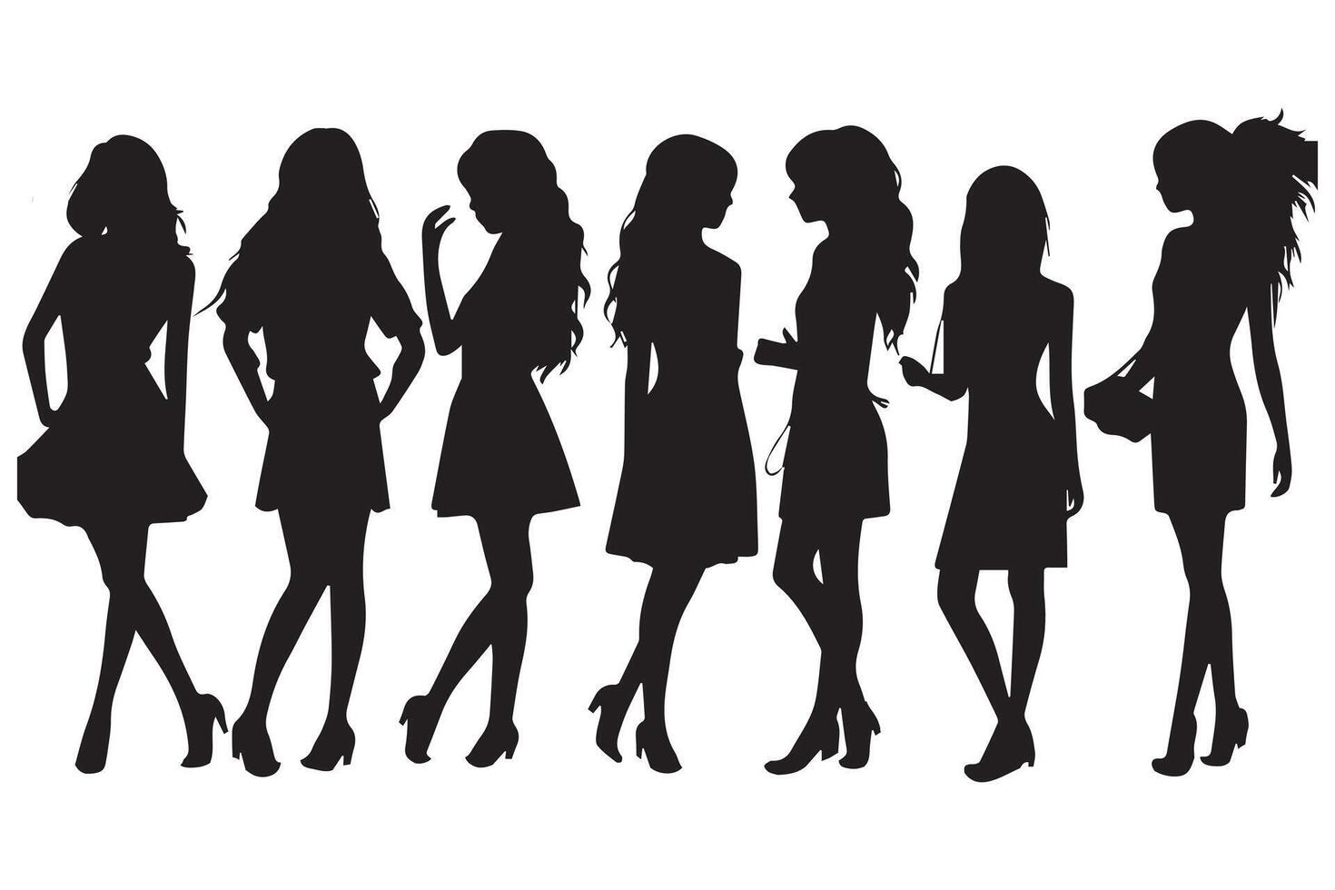 Beautiful fashion girl silhouette on a white background free design vector