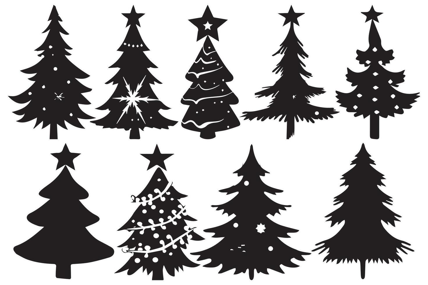Christmas tree silhouette Clipart bundle pro design vector