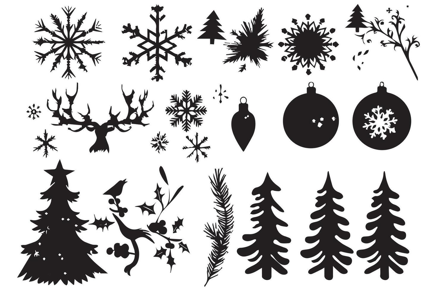 Navidad conjunto de diseño elementos siluetas vector