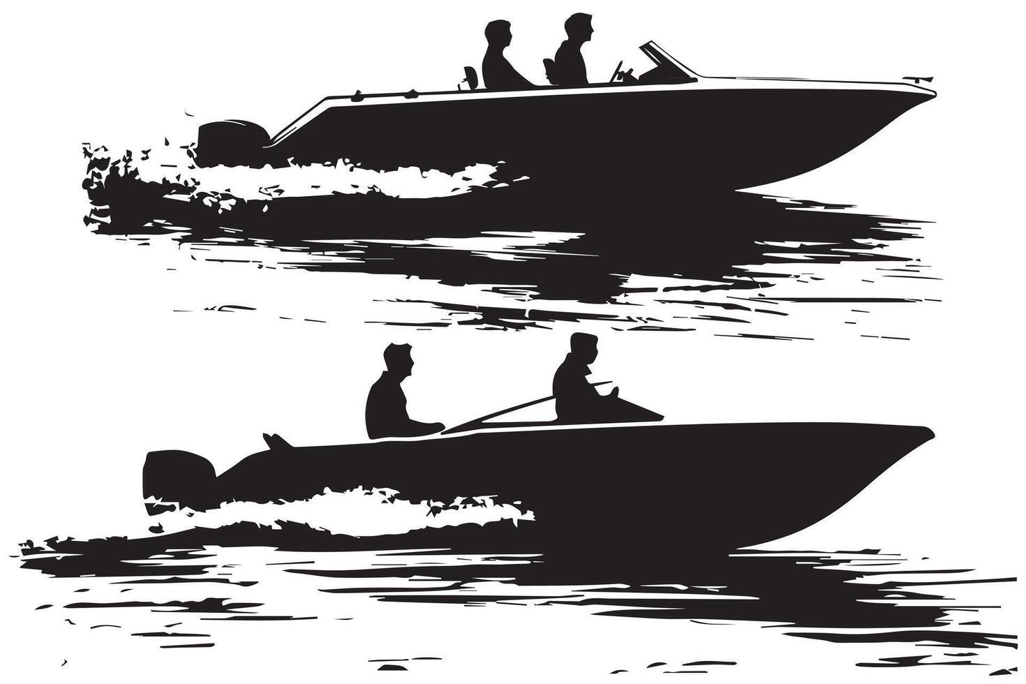 driving speed boat black silhouette vector