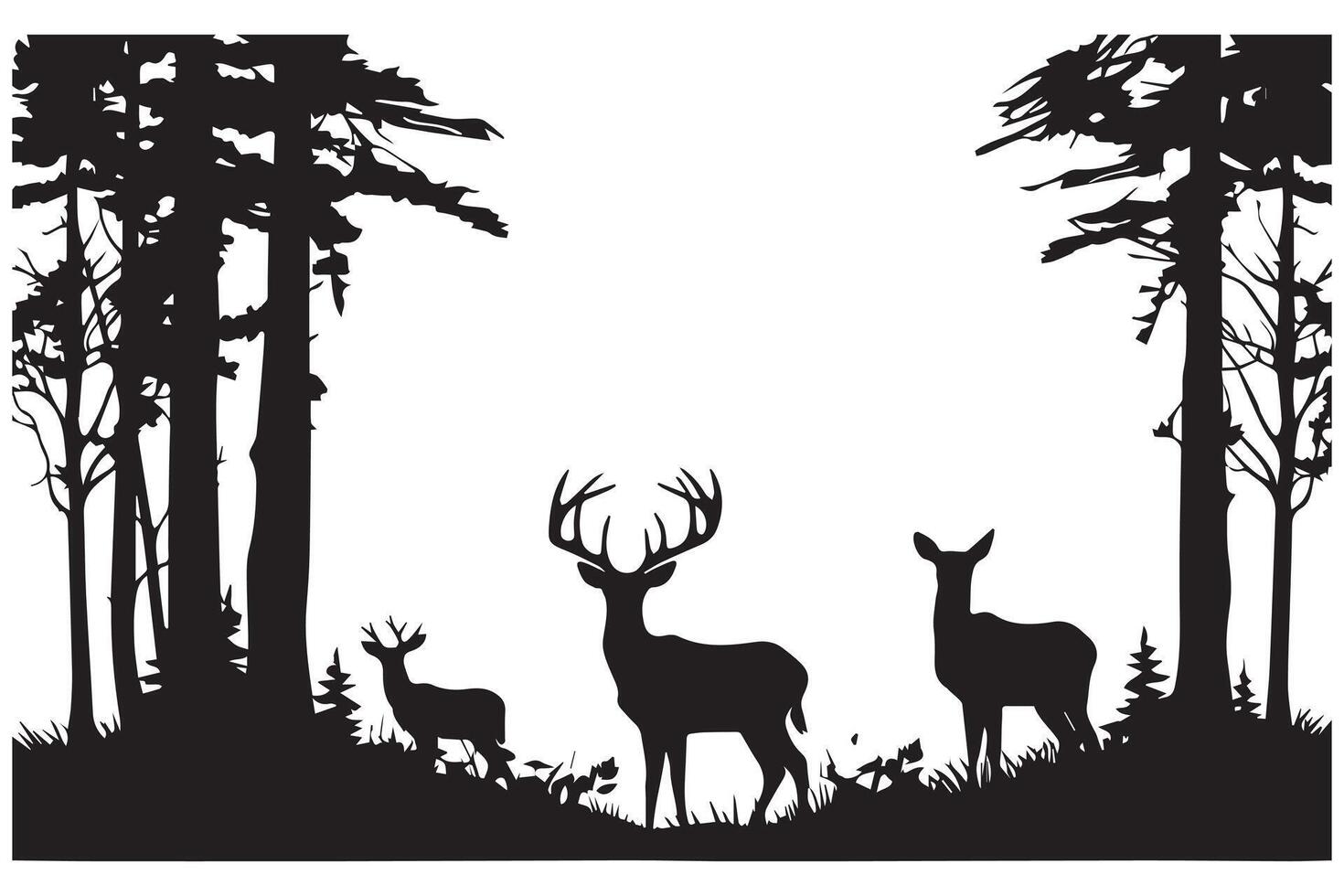 silhouette Deer and forest design elements pro design vector