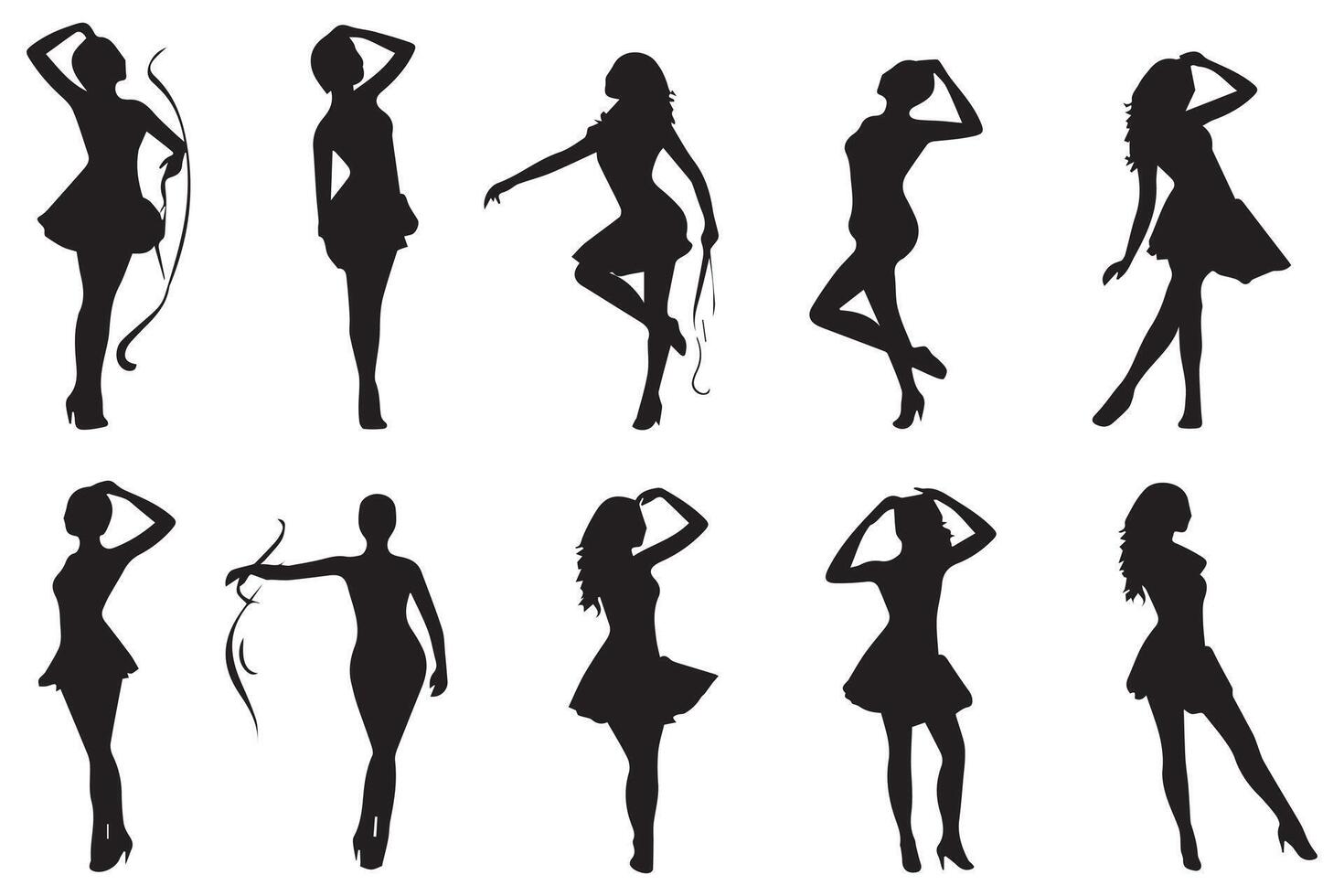 silhouettes of dancing Girl Group vector