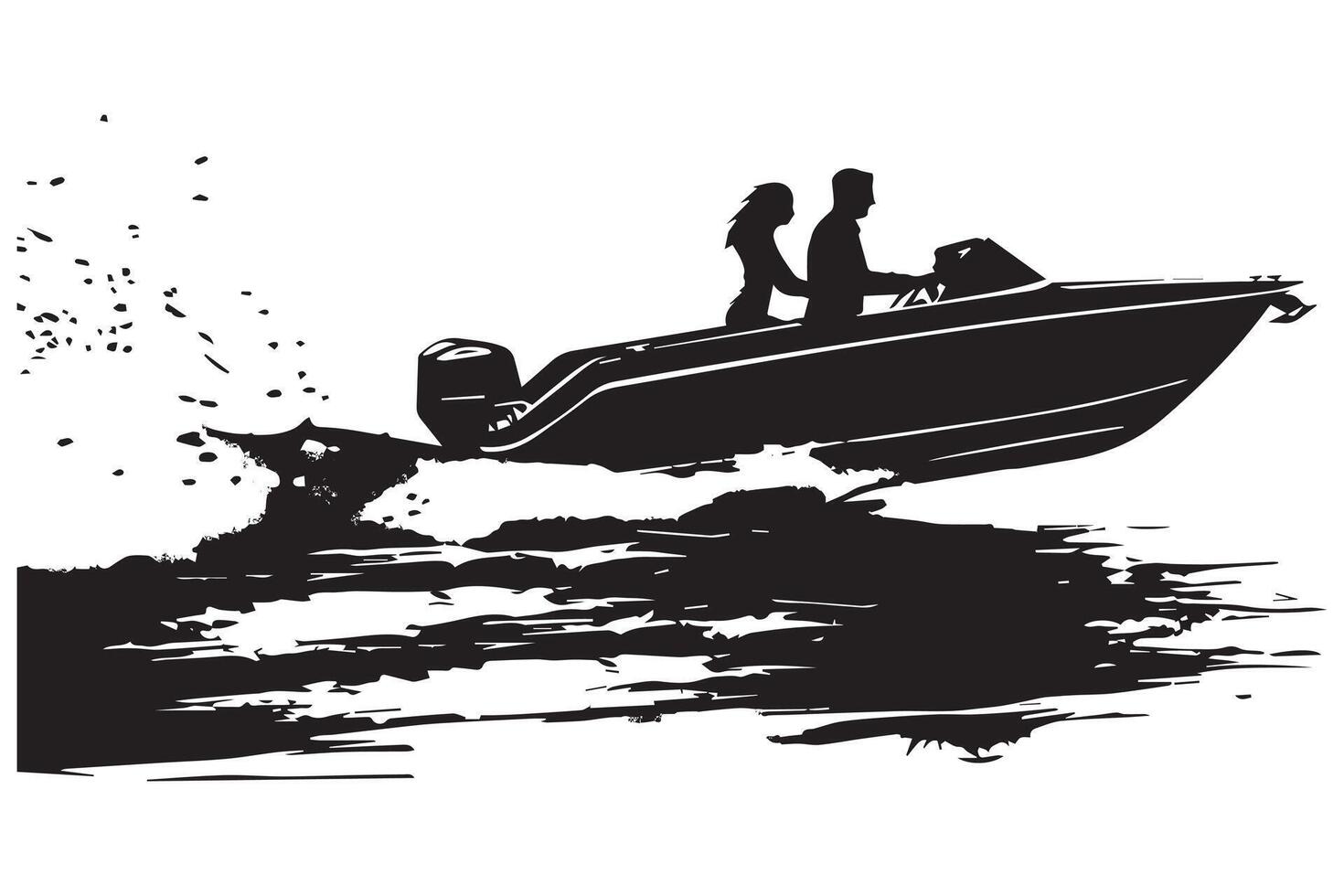 driving speed boat silhouette collection vector