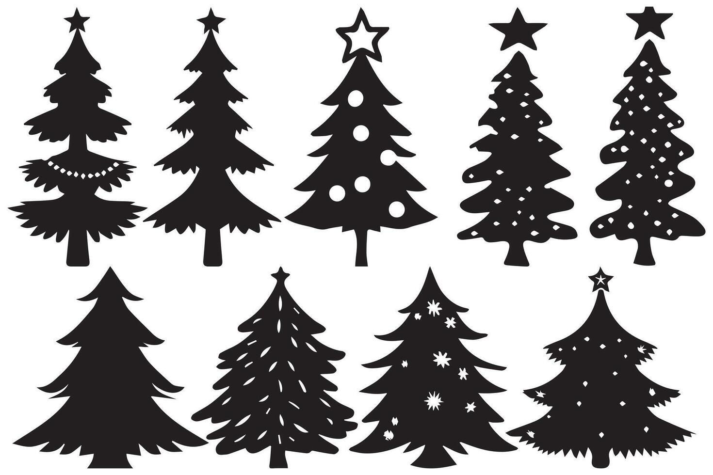 Christmas tree silhouette Clipart bundle pro design vector