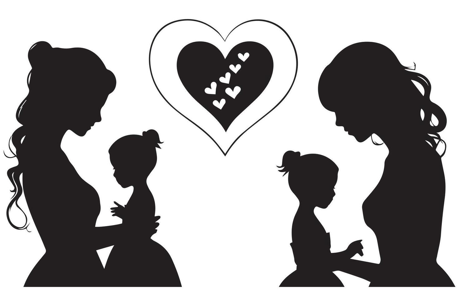 mother and baby silhouette vector