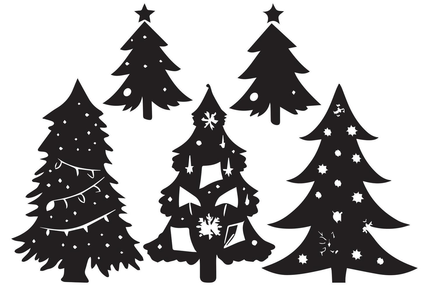 Christmas tree silhouette Clipart bundle pro design vector