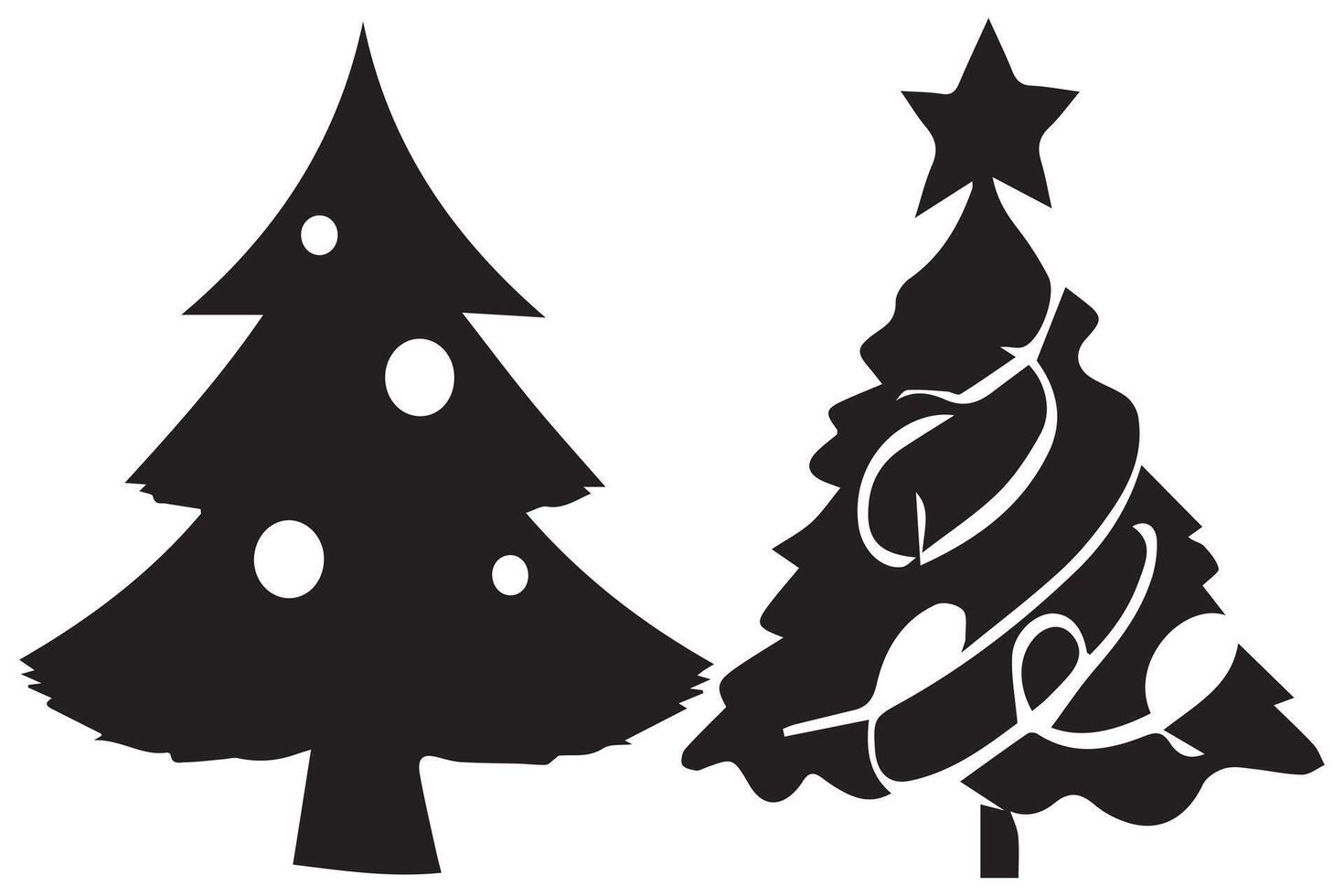 black silhouette set Christmas tree vector