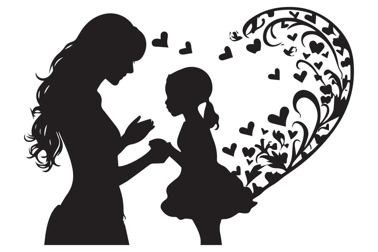 mother and baby silhouette vector