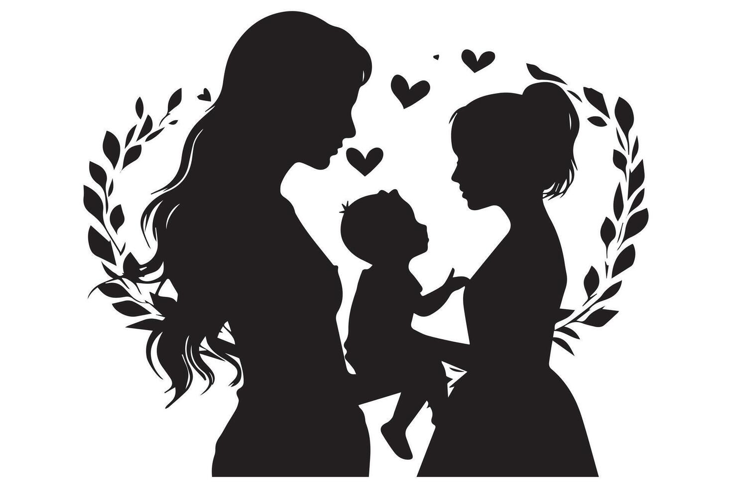 mother and baby silhouette vector