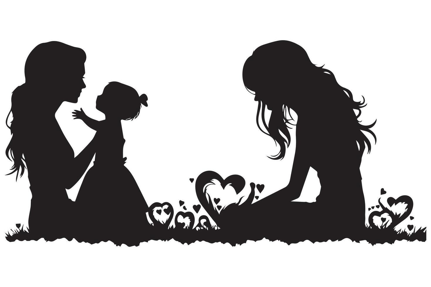 mother and baby silhouette vector