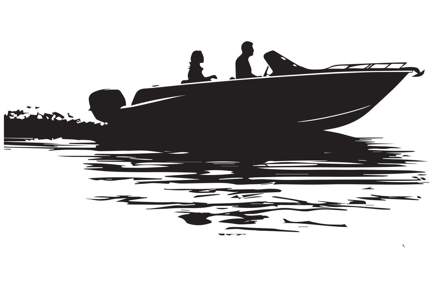 driving speed boat silhouette collection vector