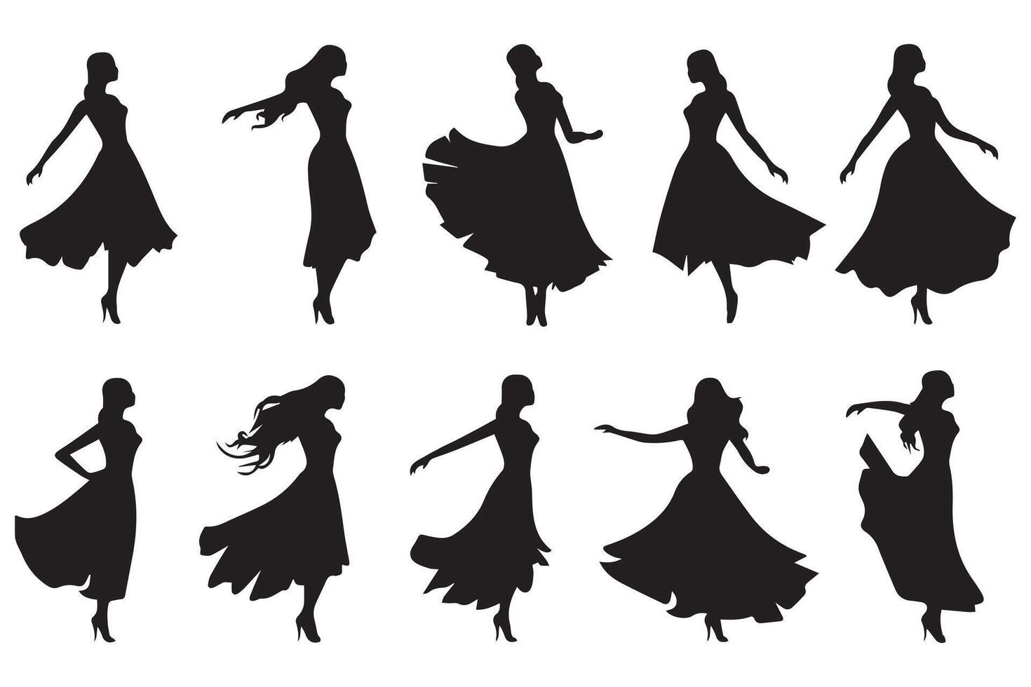 Ballerina silhouette Dancers isolated on white background. female ballet dancers vector