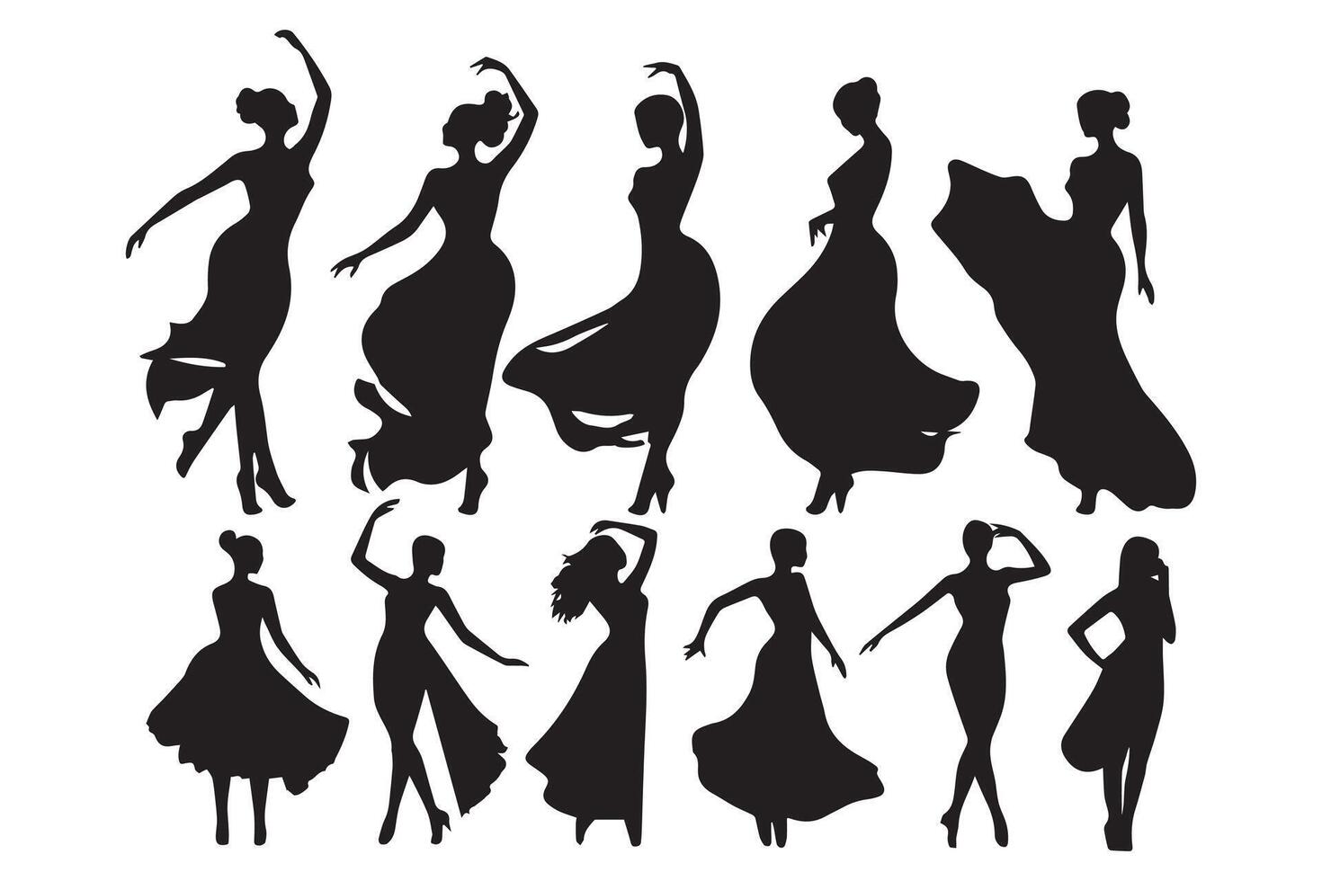 Ballerina silhouette Dancers isolated on white background. female ballet dancers vector