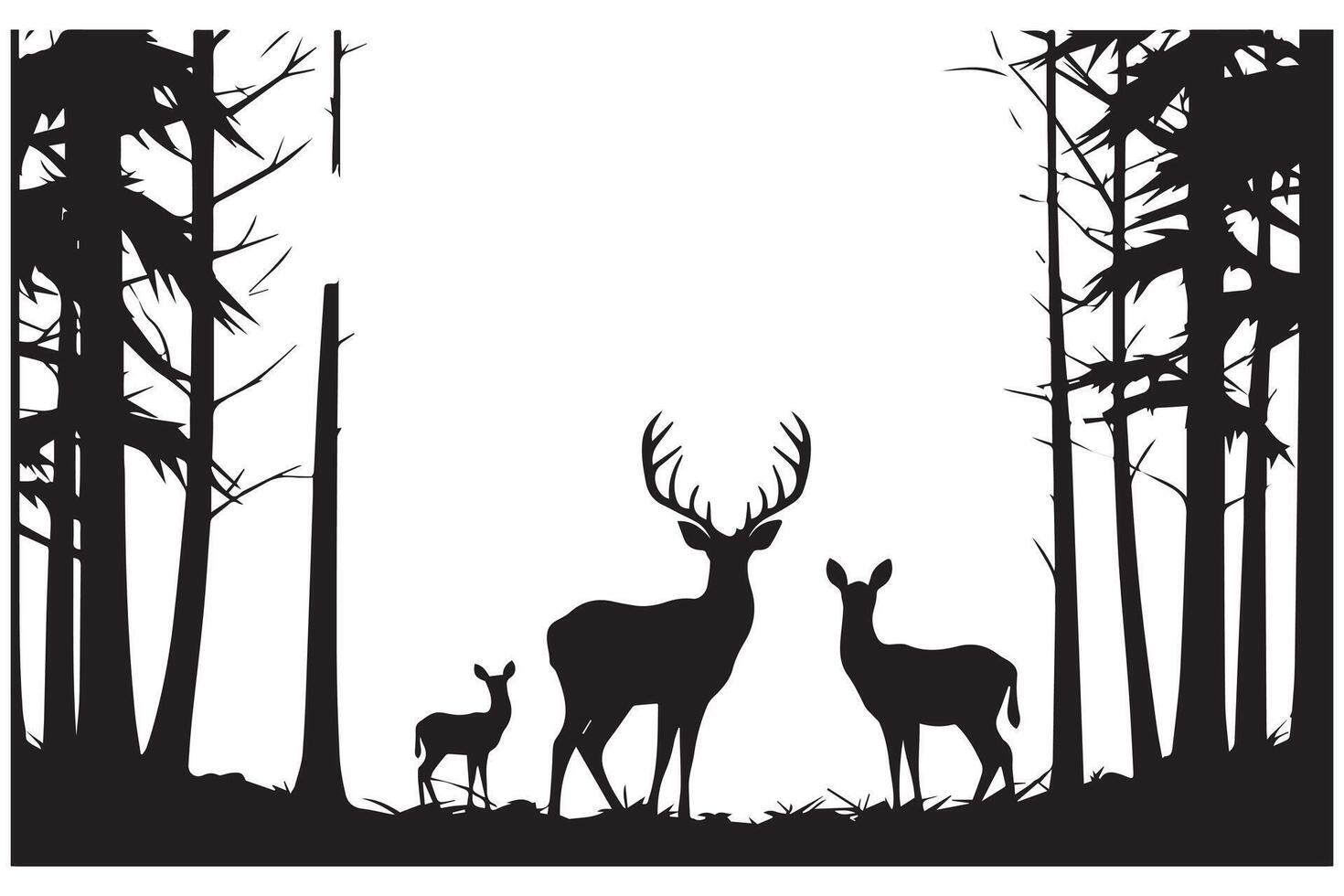silhouette Deer and forest design elements pro design vector