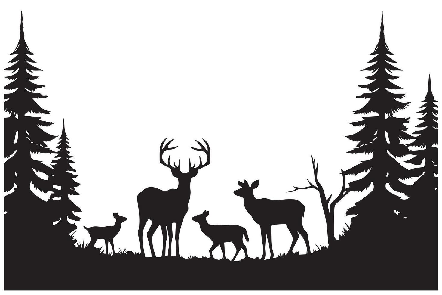 silhouette Deer and forest design elements pro design vector