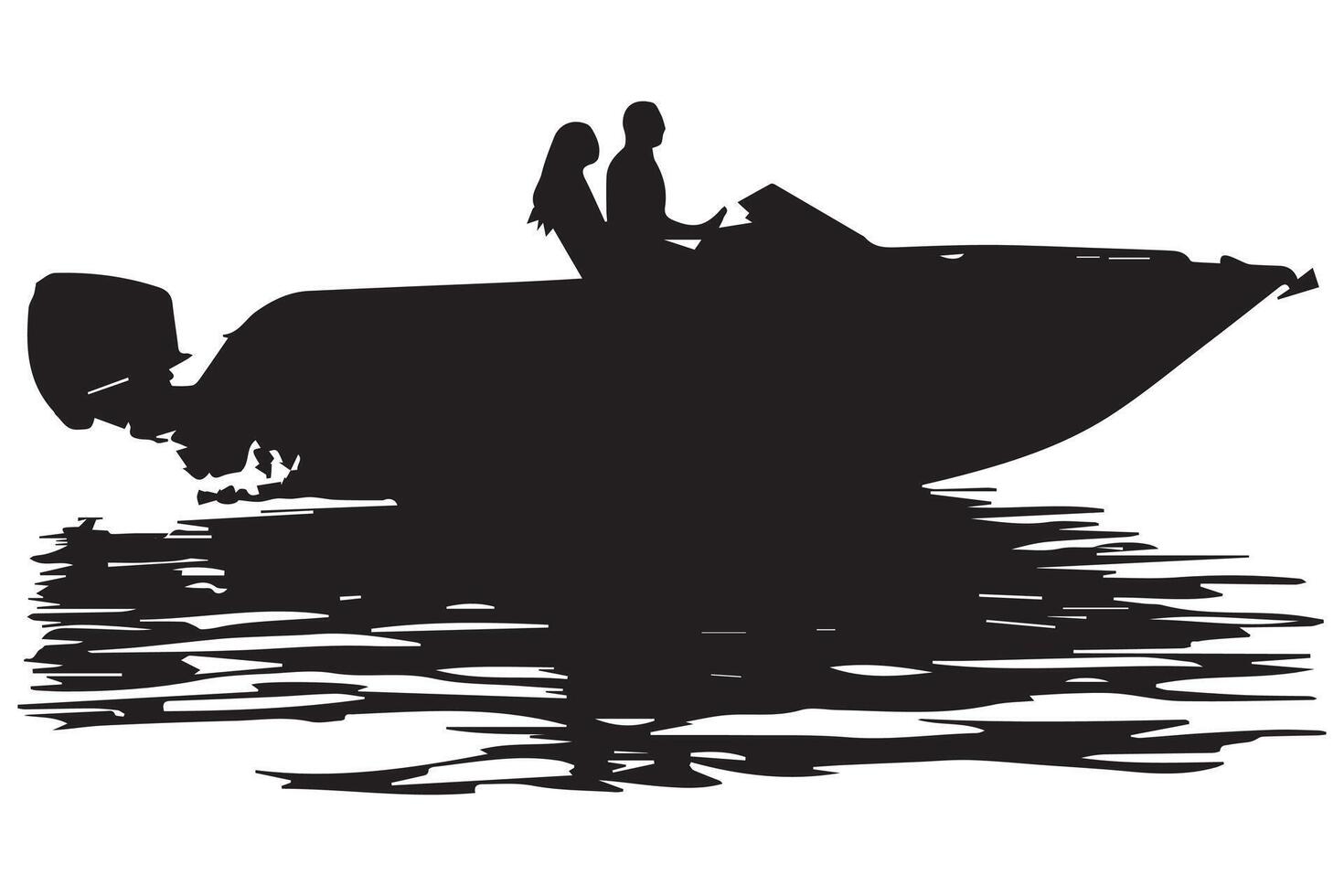 driving speed boat silhouette collection vector