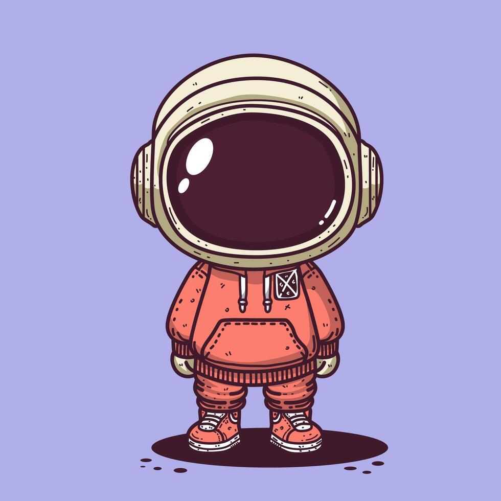 Cute cartoon space boy wearing orange suit vector