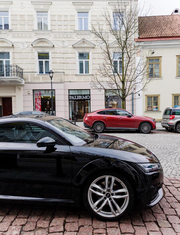 Lithuania, Vilnius, April 4, 2024 - Black coupe Audi TT photo