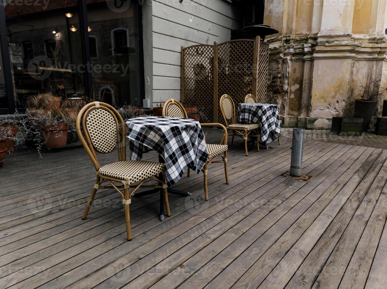 empty coffee and restaurant terrace photo