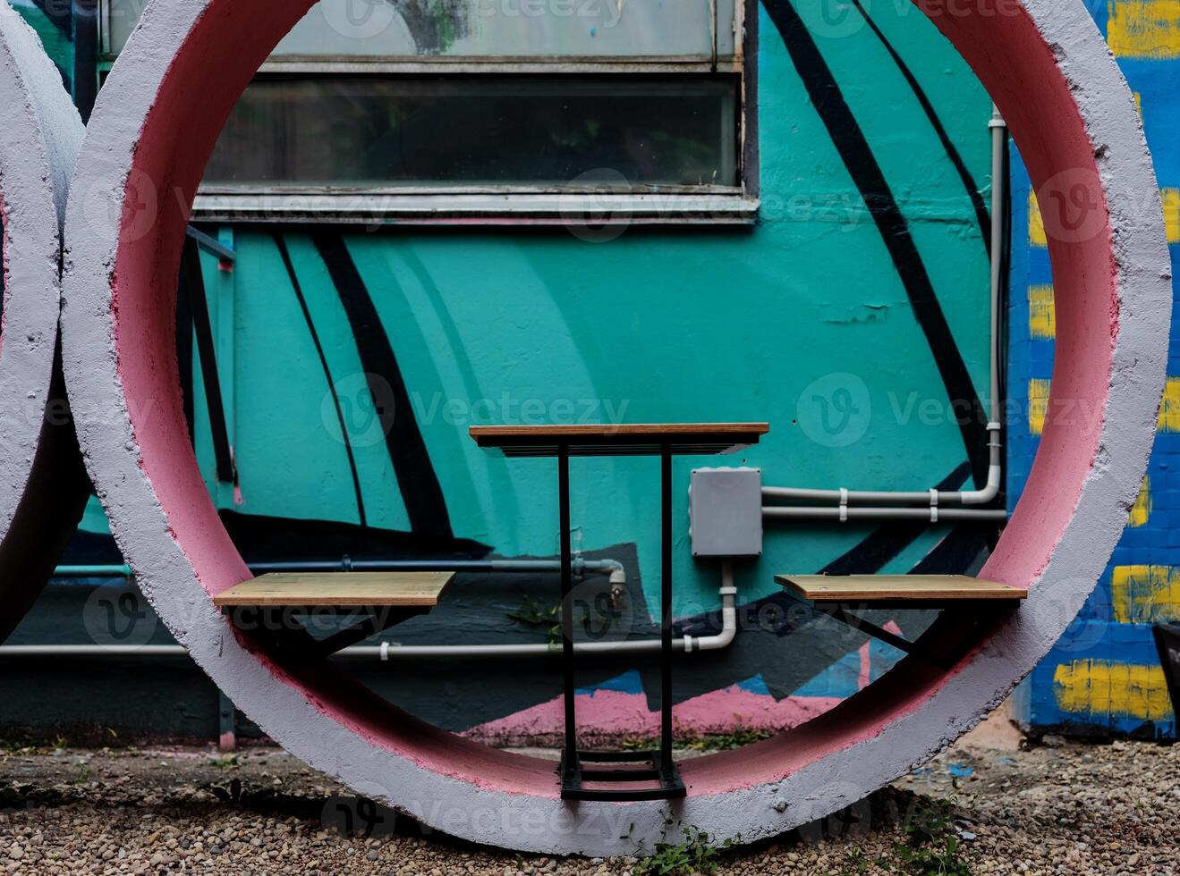 Modern street cafe photo