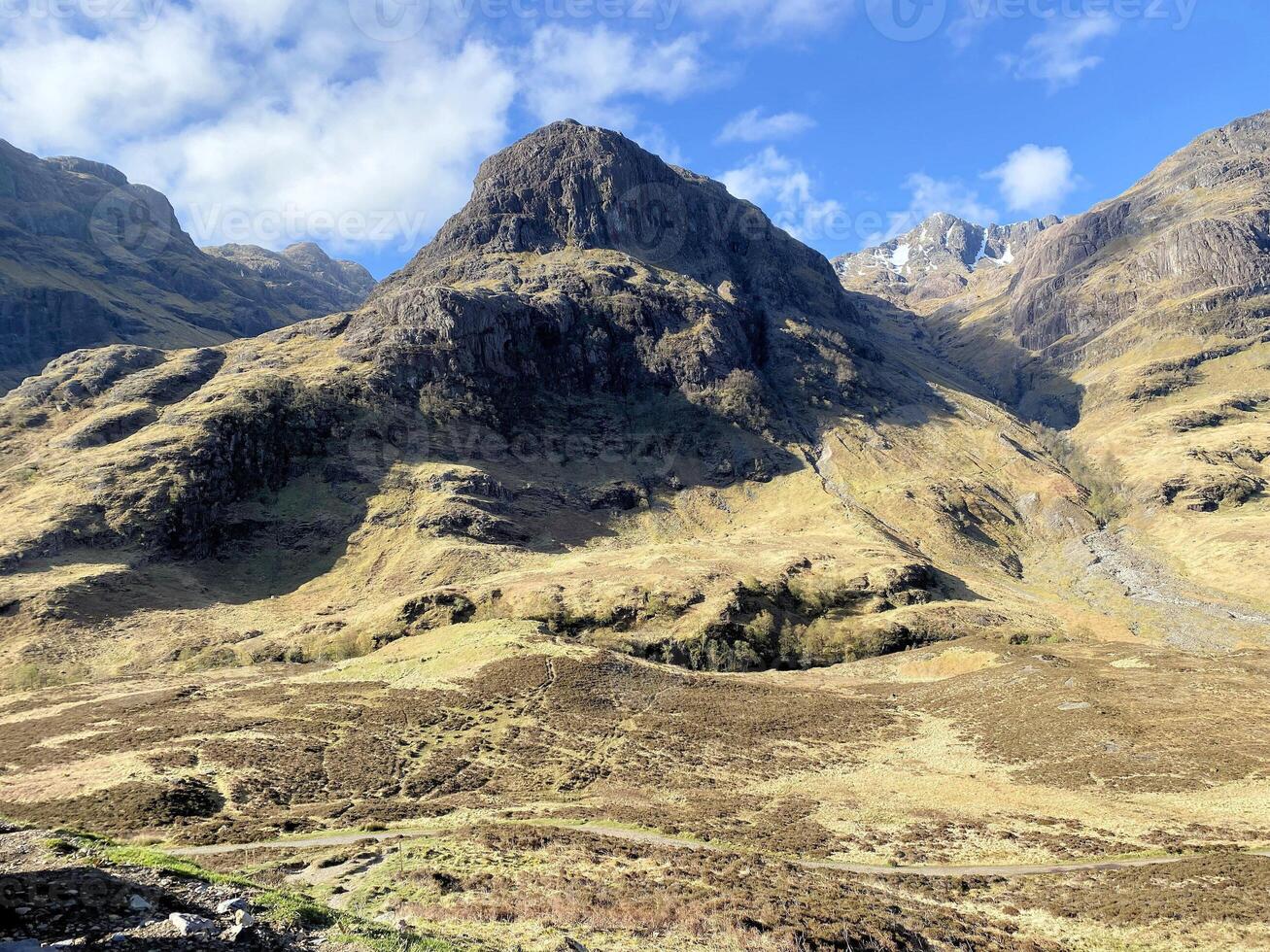 A view of the Scotland Countryside near the Glencoe Mountains photo