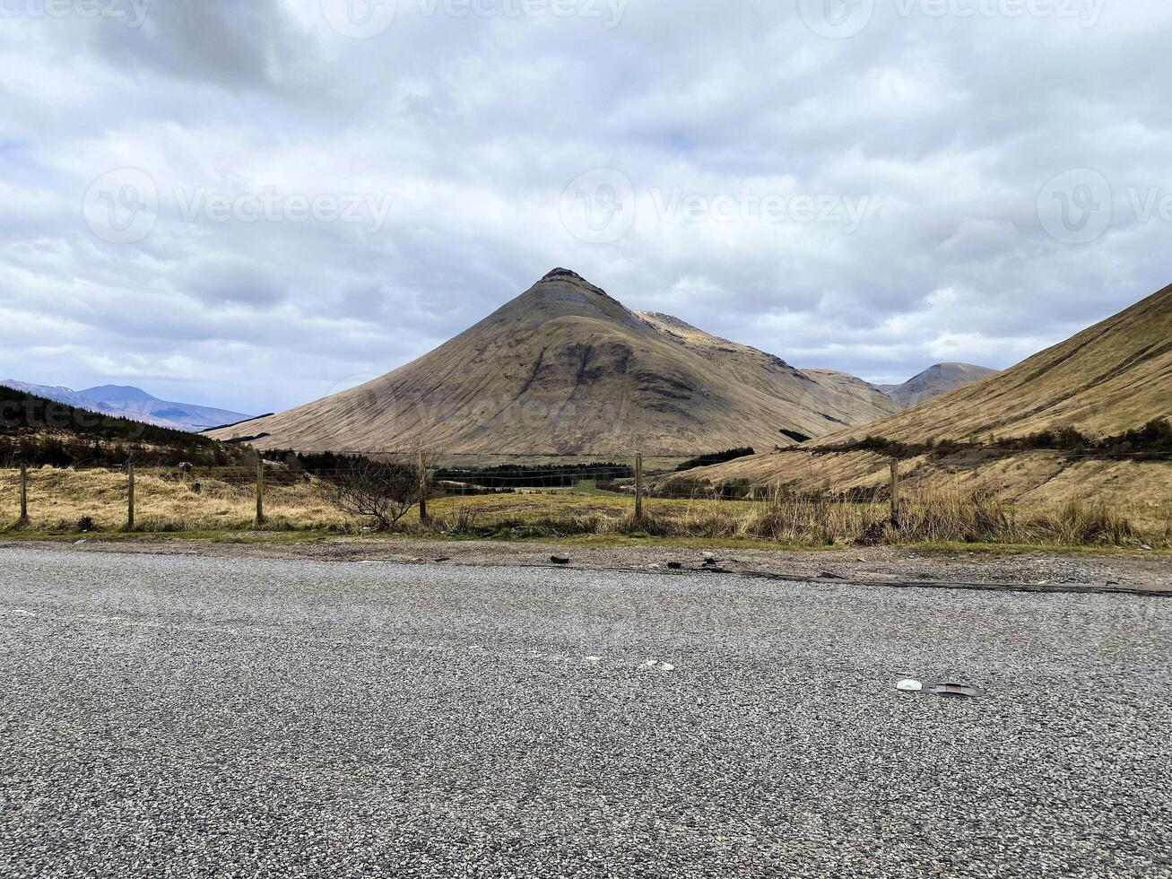 A view of the Scotland Countryside near the Glencoe Mountains photo