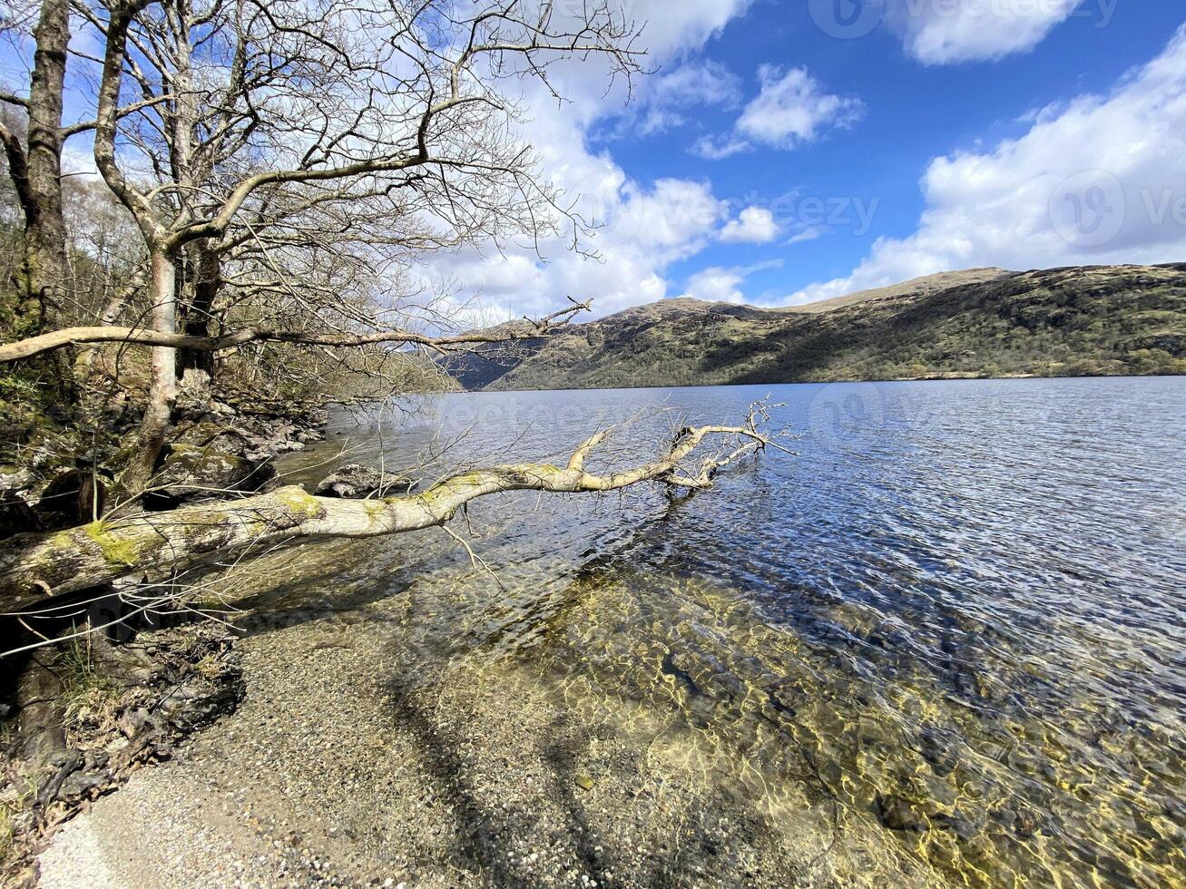 A view of Loch Lomond in Scotland on a sunny day photo