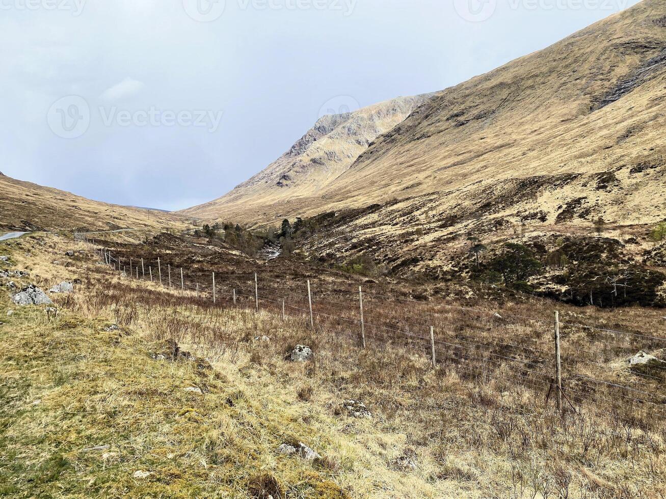 A view of the Scotland Countryside near the Glencoe Mountains photo