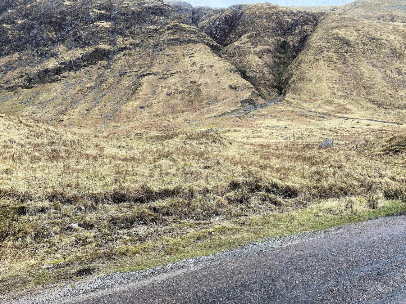 A view of the Scotland Countryside near the Glencoe Mountains photo