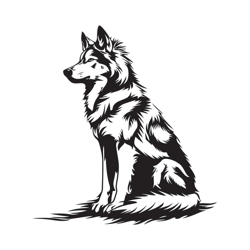 Sitting Wolf Silhouette Images vector