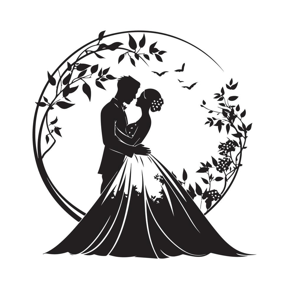 silueta novia y novio Boda Pareja imagen vector