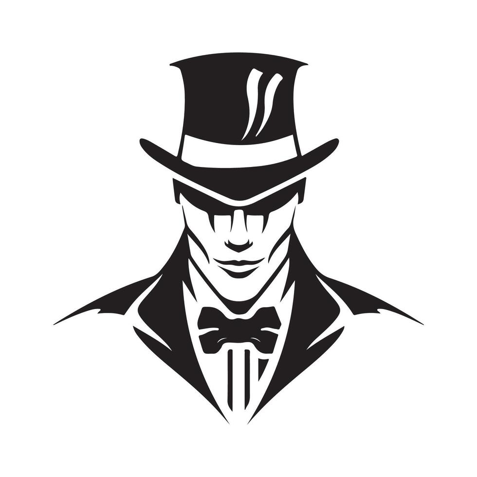 Man In Top Hat Logo Image Design on white background vector