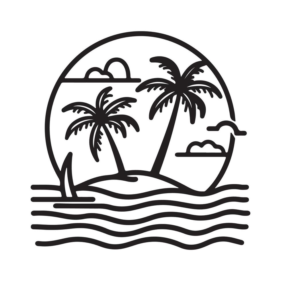 Island Logo Design Art, Icons, and Graphics. tropical island with palm trees vector