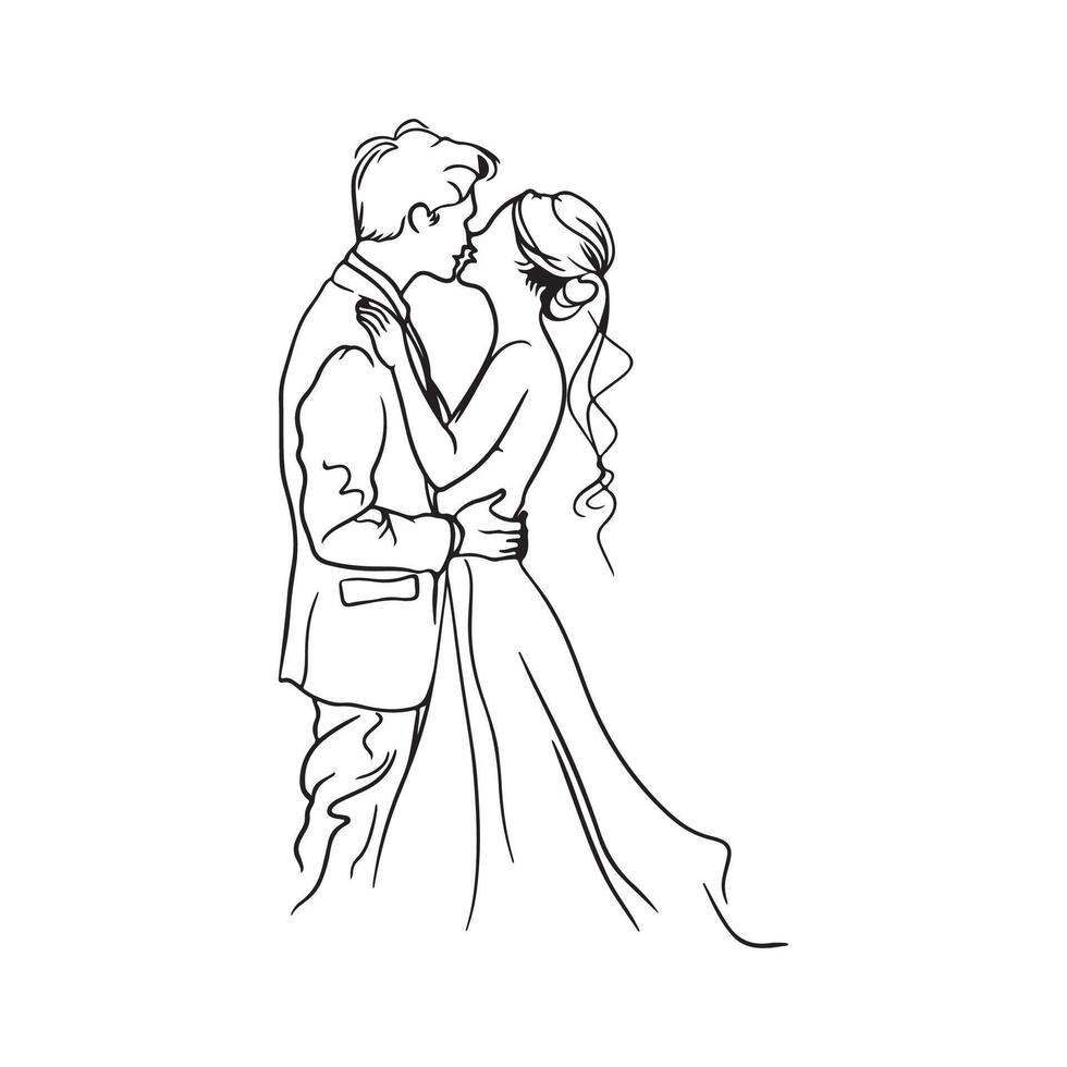 Wedding line drawing on White background vector