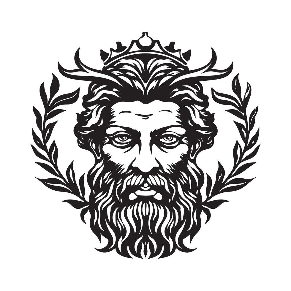 Dionysus Logo design and Illustrations on white background vector