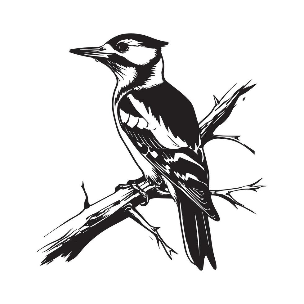 Bird on a branch Design, Art, Image Design on White Background vector