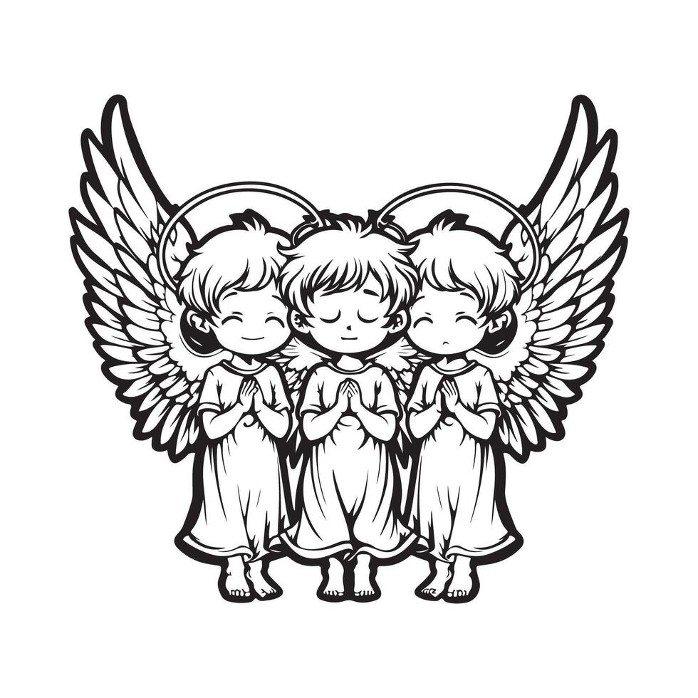 Angel with wings on white background vector