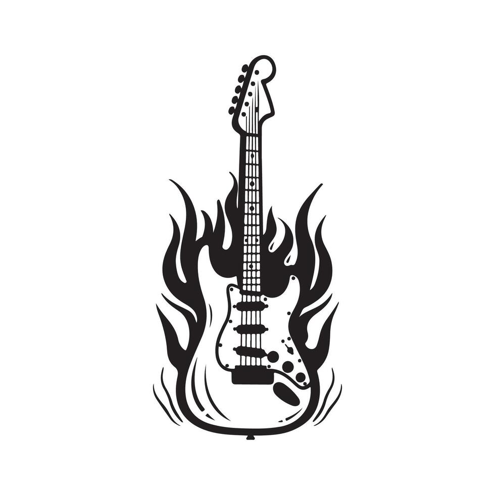 Electric Guitar Logo design Isolated on white vector