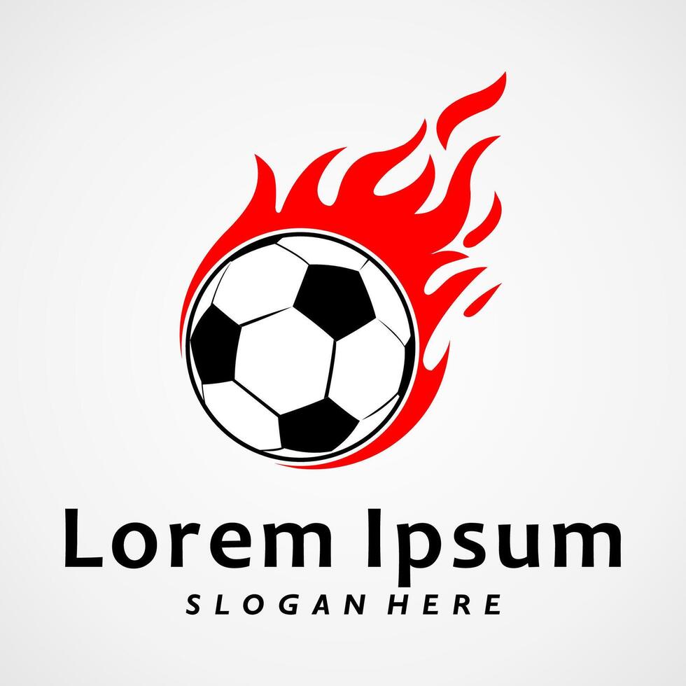 fútbol fuego logo modelo diseño vector