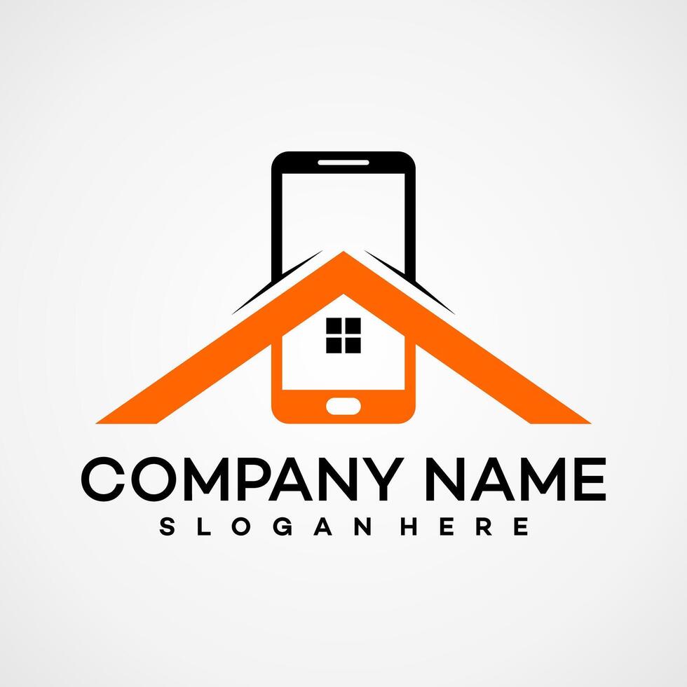 Design logo Phone Home Template vector