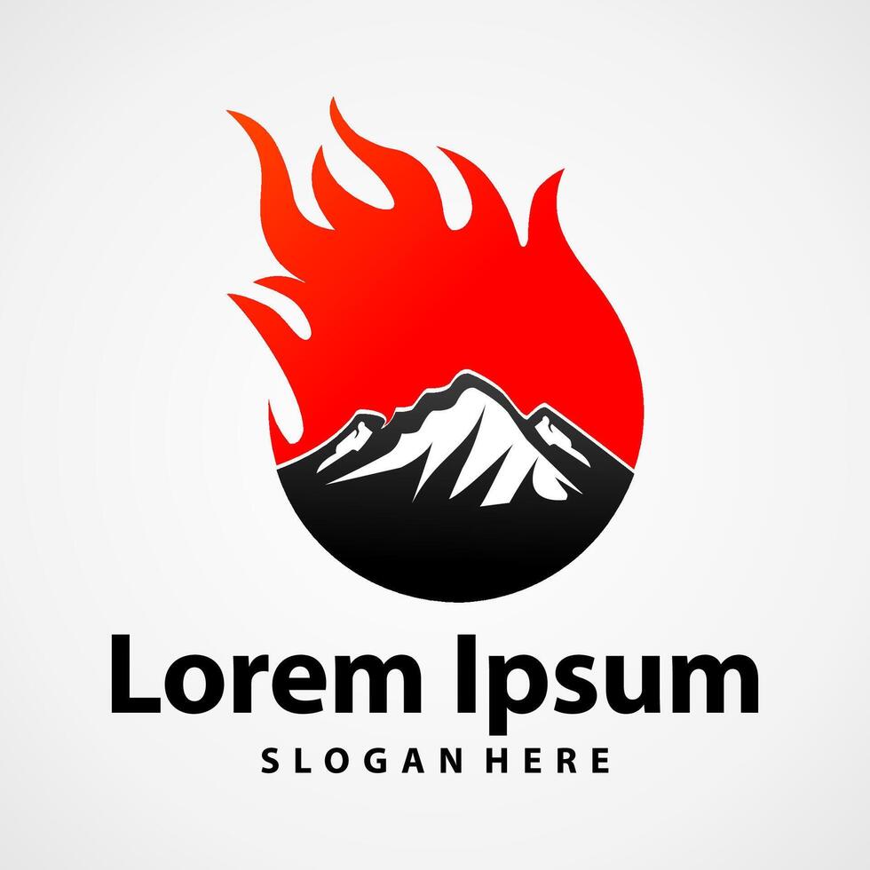 mountain fire Logo design vector