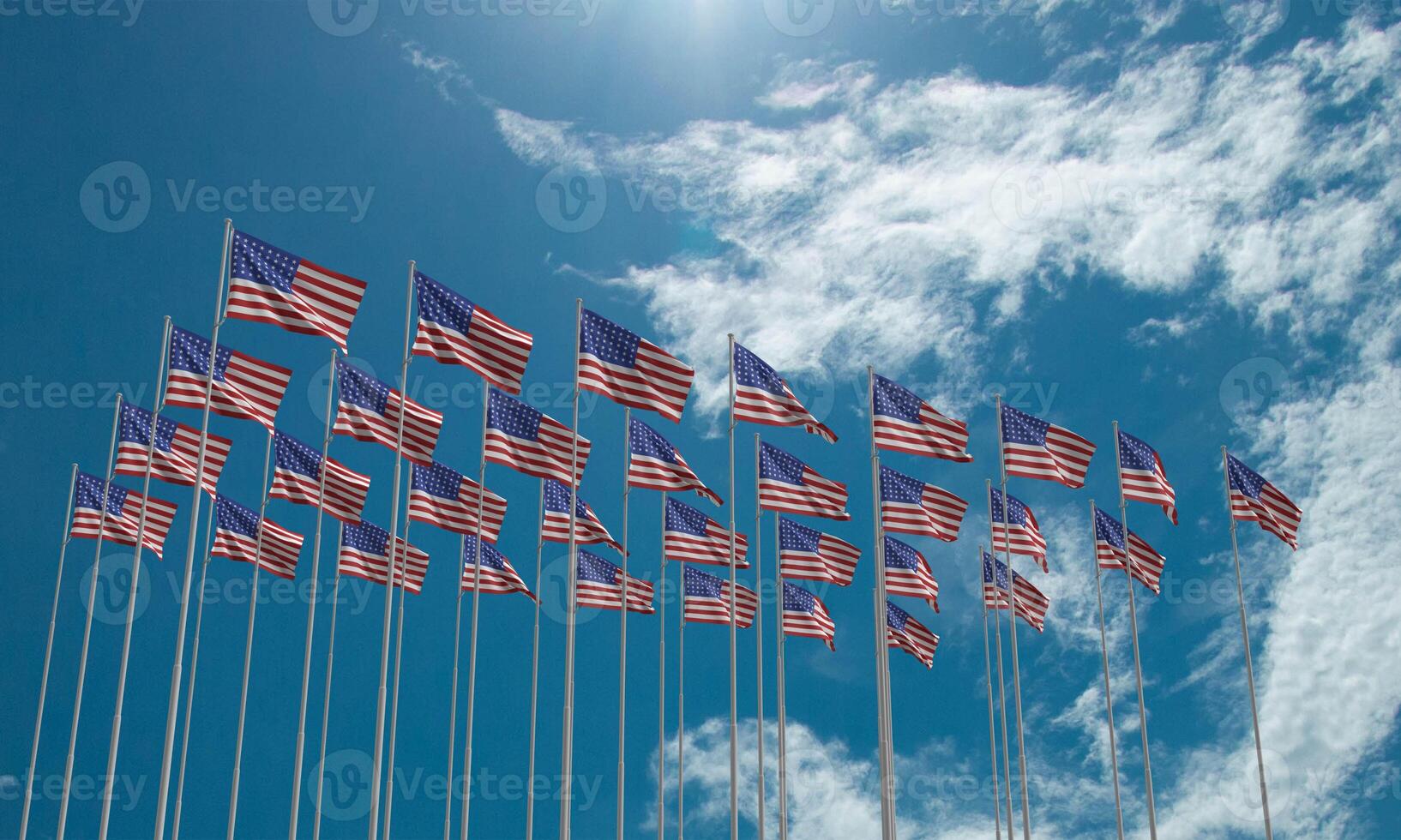 United stated america us usa flag waving blue sky background wallpaper copy space 4th forth july month celebration festival pride memorial independence liberty traditional party label holiday stripe photo