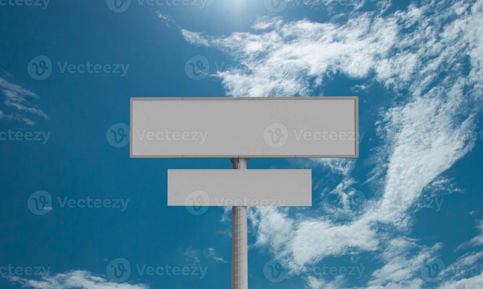 Billboard advertisement banner poster sign blank mock up city marketing business empty street urban template commercial display blue sky cloudy white copy space display outdoor design.3d render photo