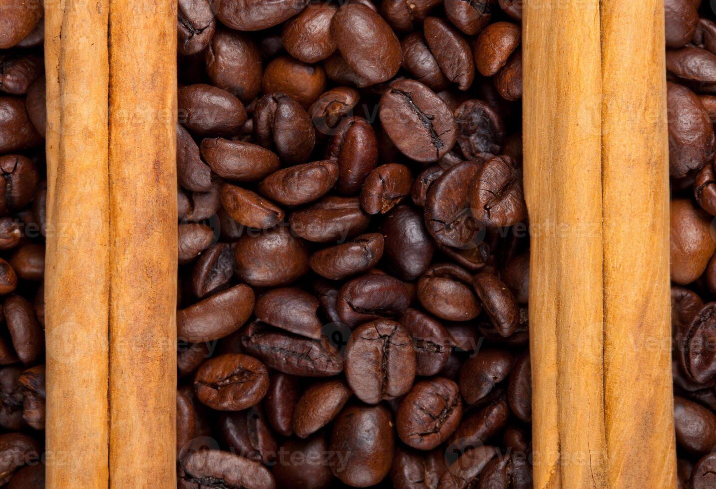 Frame with coffee beans and ceylon cinnamon photo