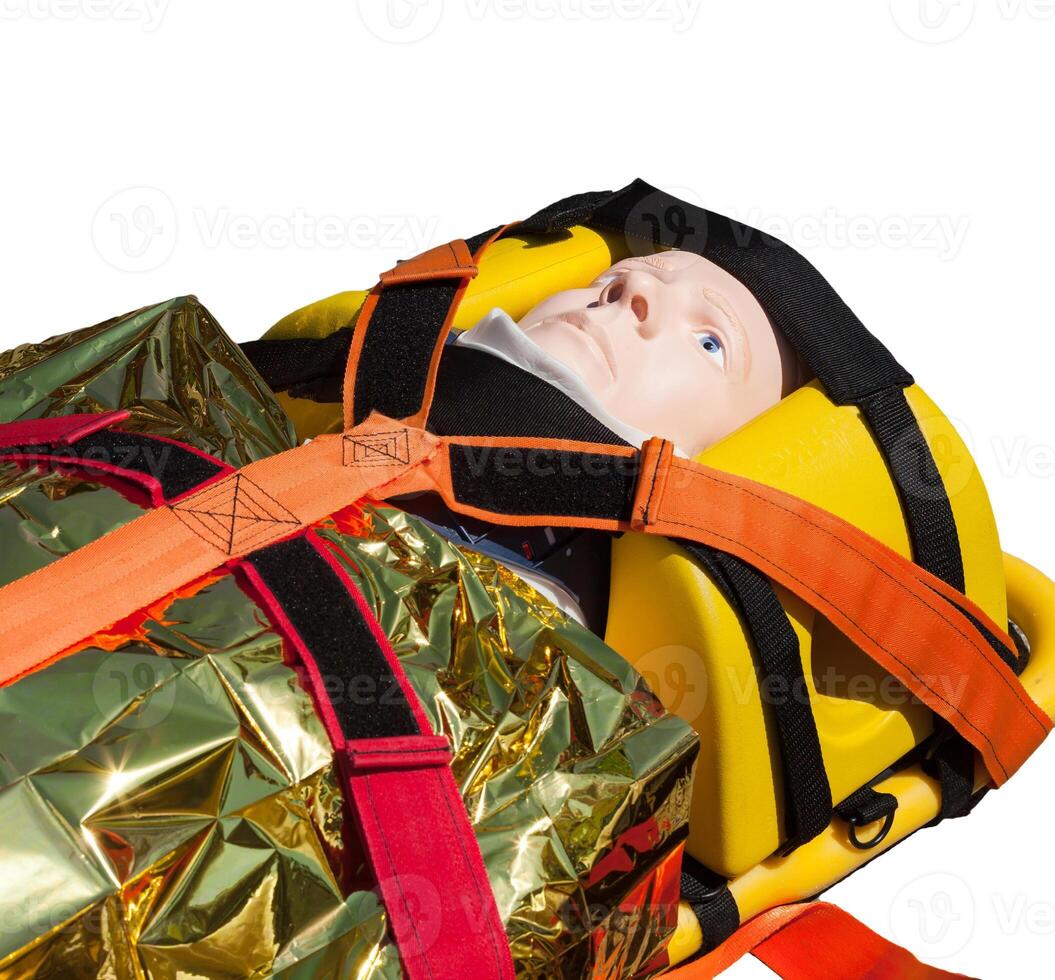 Dummy immobilized on a stretcher photo