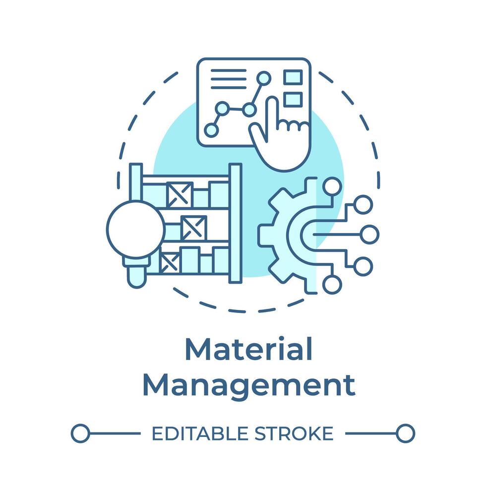 Material management soft blue concept icon. Supply chain logistics. Resource planning. Round shape line illustration. Abstract idea. Graphic design. Easy to use in infographic, article vector