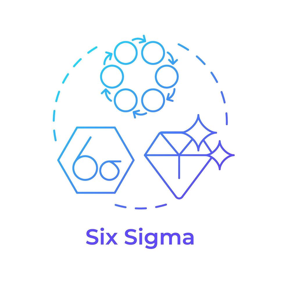 Six sigma methodology blue gradient concept icon. Data driven process. Product quality. Round shape line illustration. Abstract idea. Graphic design. Easy to use in infographic, article vector