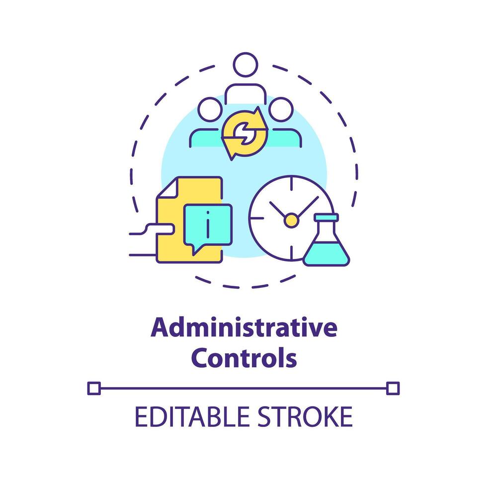 administrativo control S multi color concepto icono. laboratorio información gestión. la seguridad datos hoja. redondo forma línea ilustración. resumen idea. gráfico diseño. fácil a utilizar presentación, artículo vector